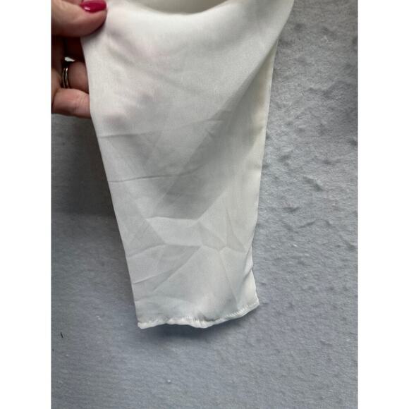 Abercrombie‎ & Fitch White Ruched Puff Sleeve Crop Blouse L Romantic Peasant Top - Picture 3 of 9